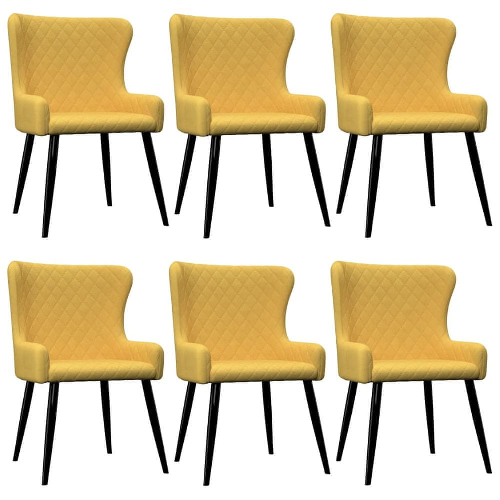 Vidaxl Jedálenské stoličky 6 ks žlté látkové